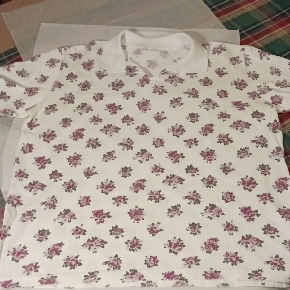Floral Print Ladies Polo Shirt